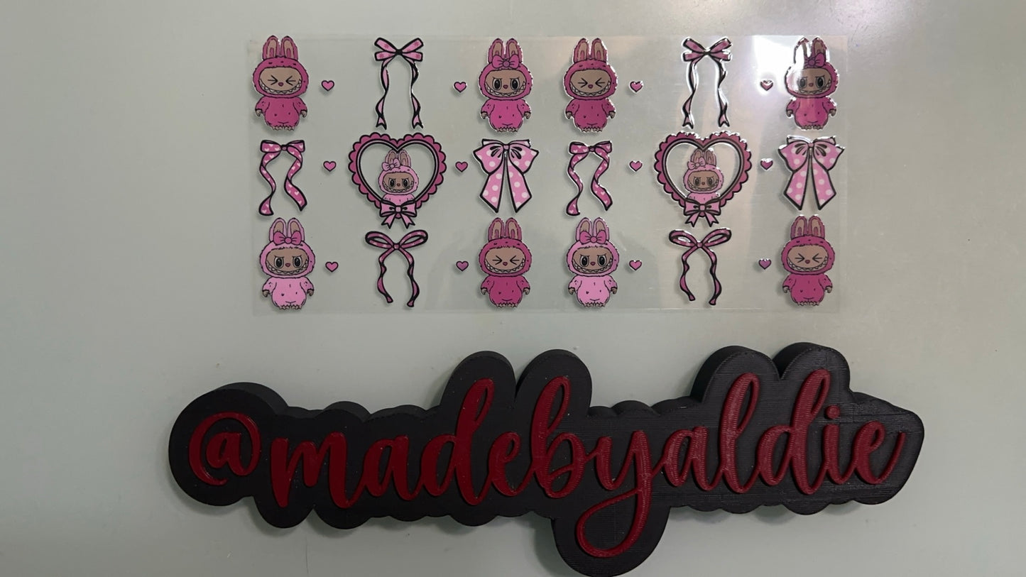 pink labubus w bows & hearts