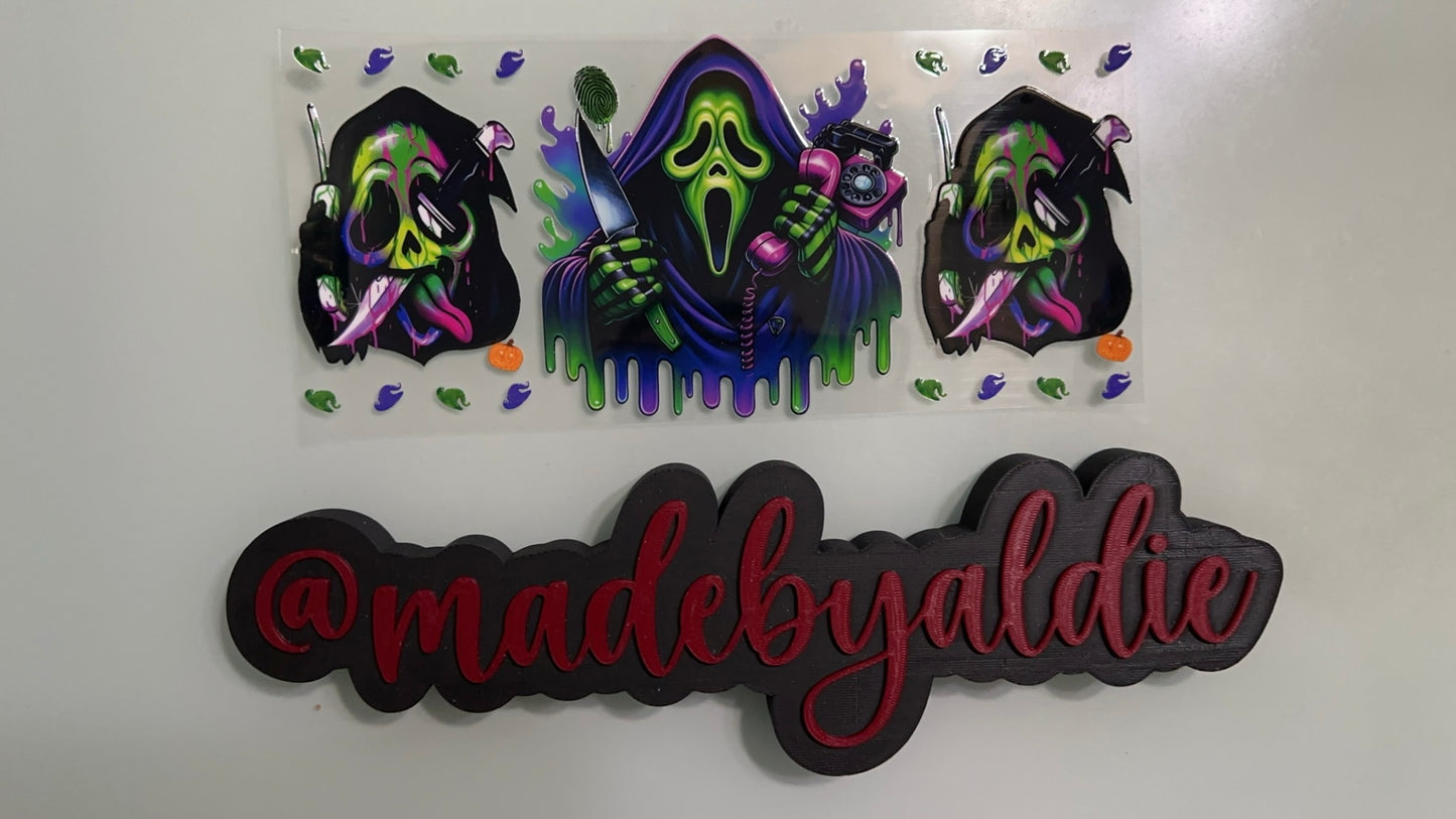 ghostface in green & purple