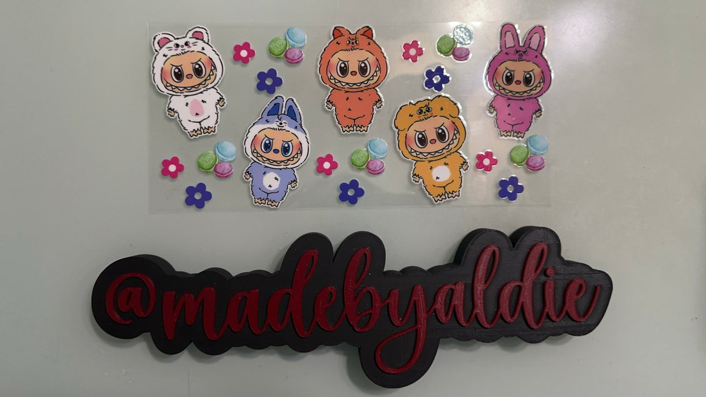 labubus w blue & pink flowers