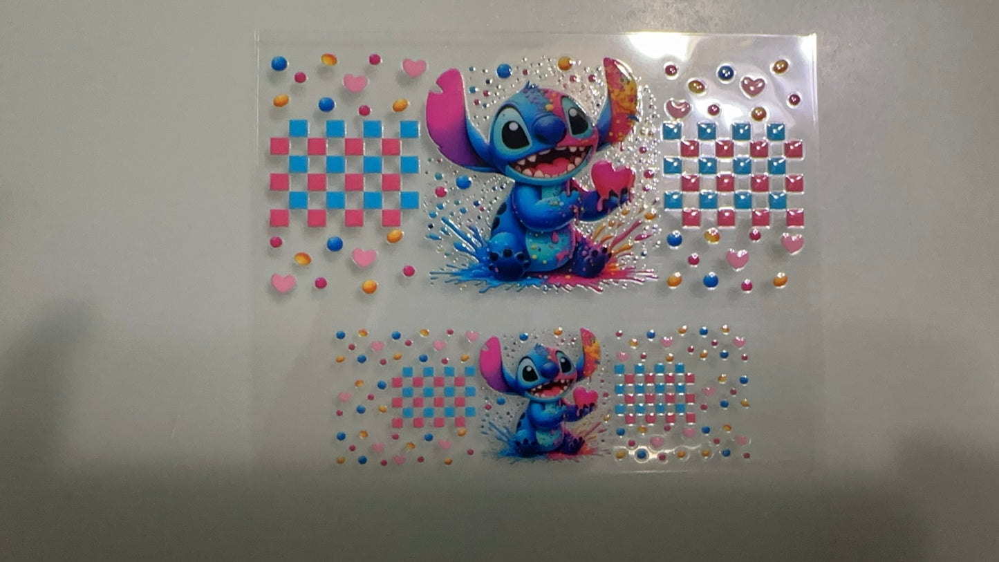 stitch w heart splatter mini keychain wrap
