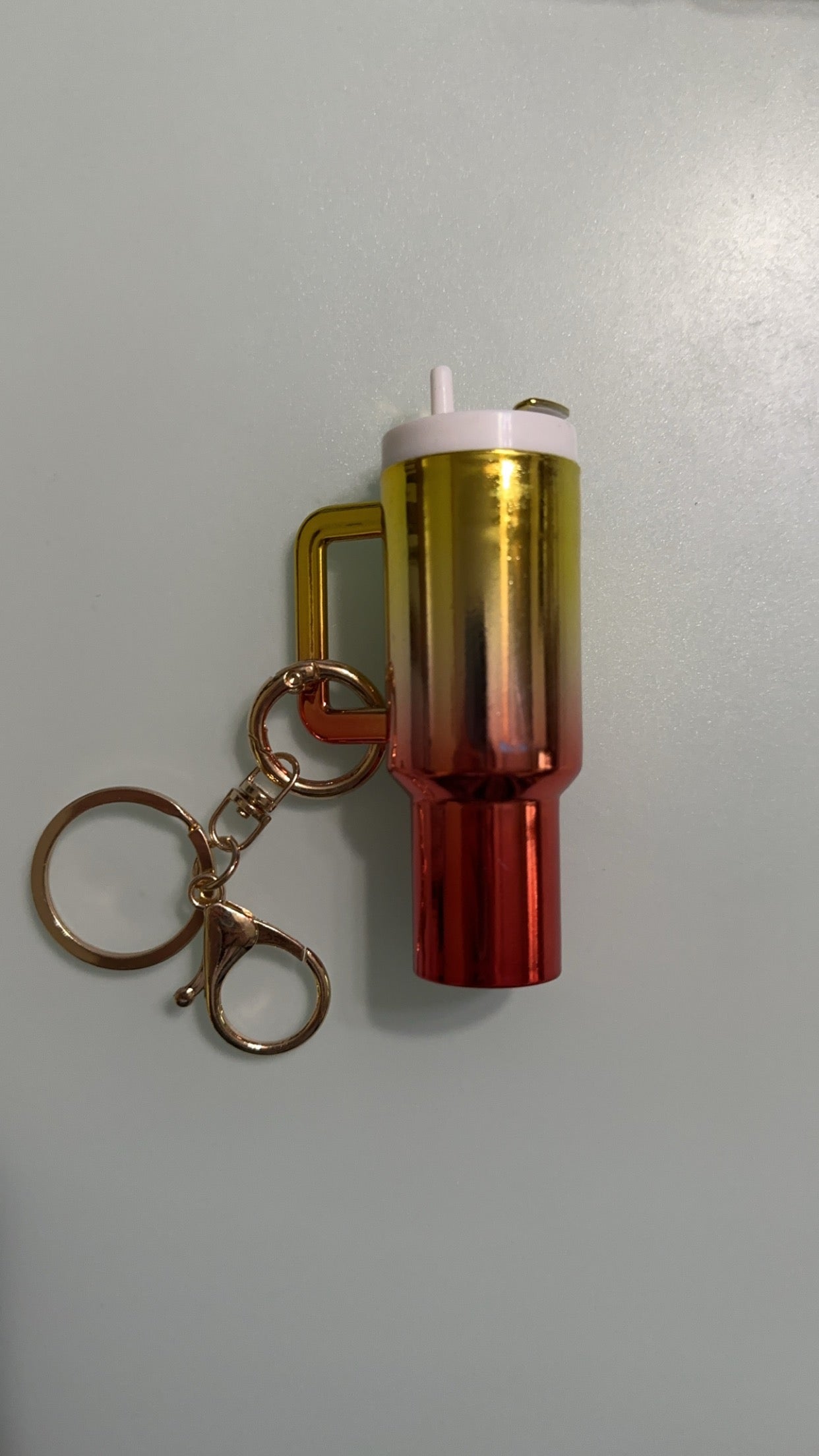 yellow -> red ombré mini tumbler keychain