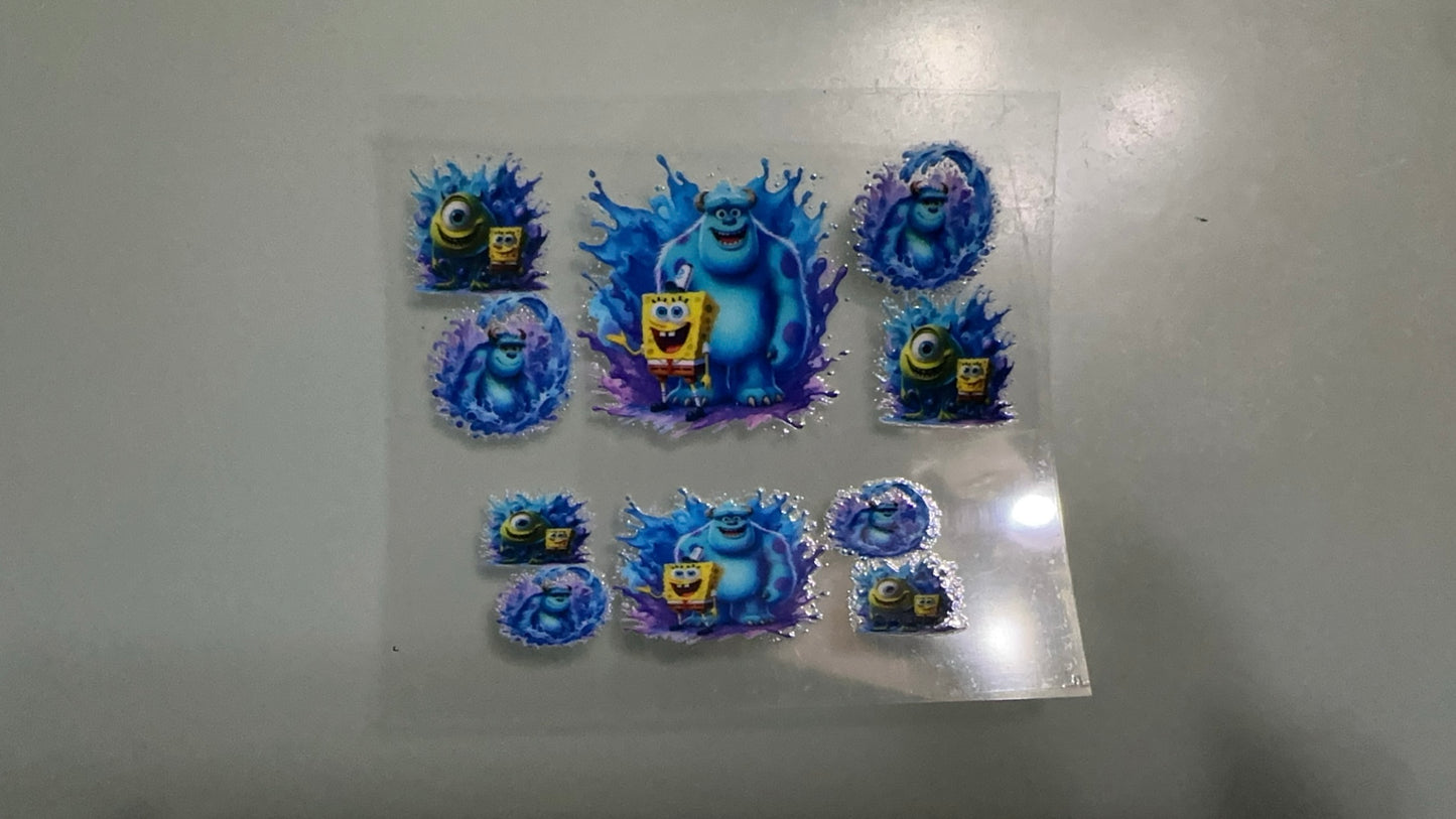 sulley, mike & spongebob mini keychain wrap