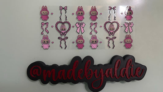 pink labubus w bows & hearts