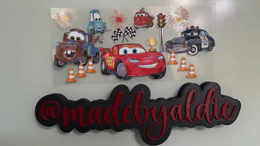 cars w racing cones & firework