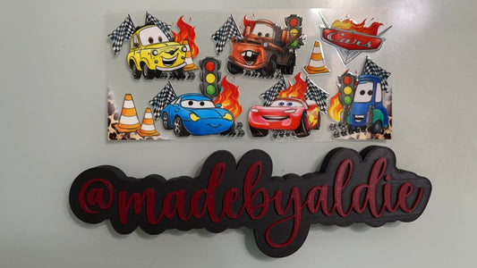 cars w fire, racing flags & cones