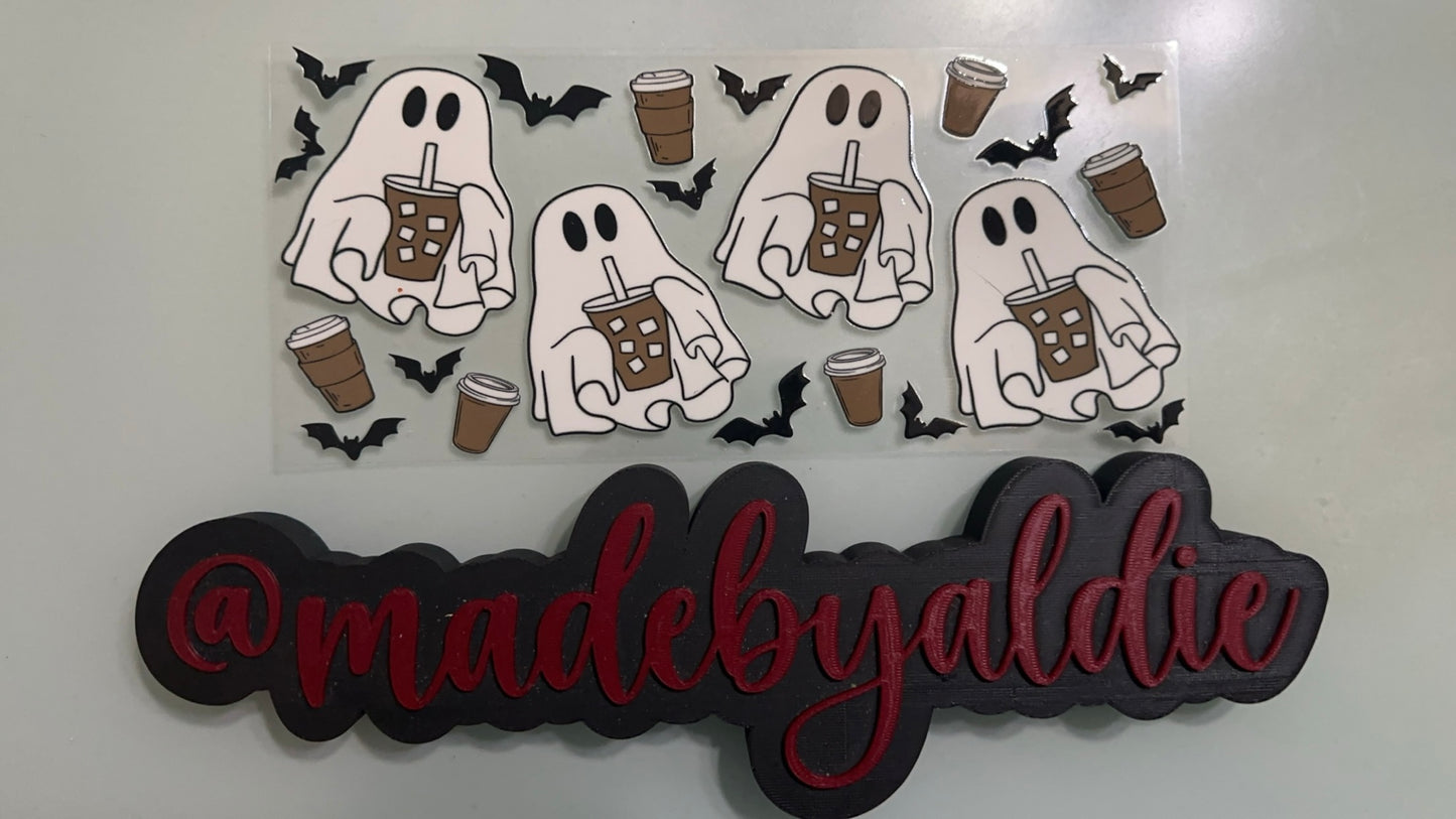 ghosts holding iced coffee