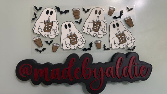 ghosts holding iced coffee