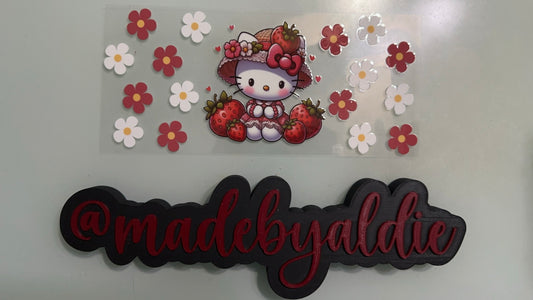 hello kitty w strawberries & flowers