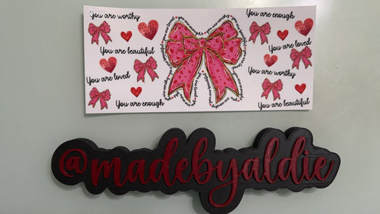 bright pink bow & affirmations