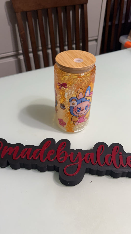 16oz glass honey drip labubu