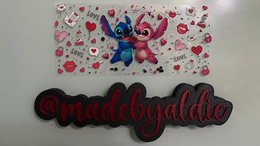 angel & stitch holding rose