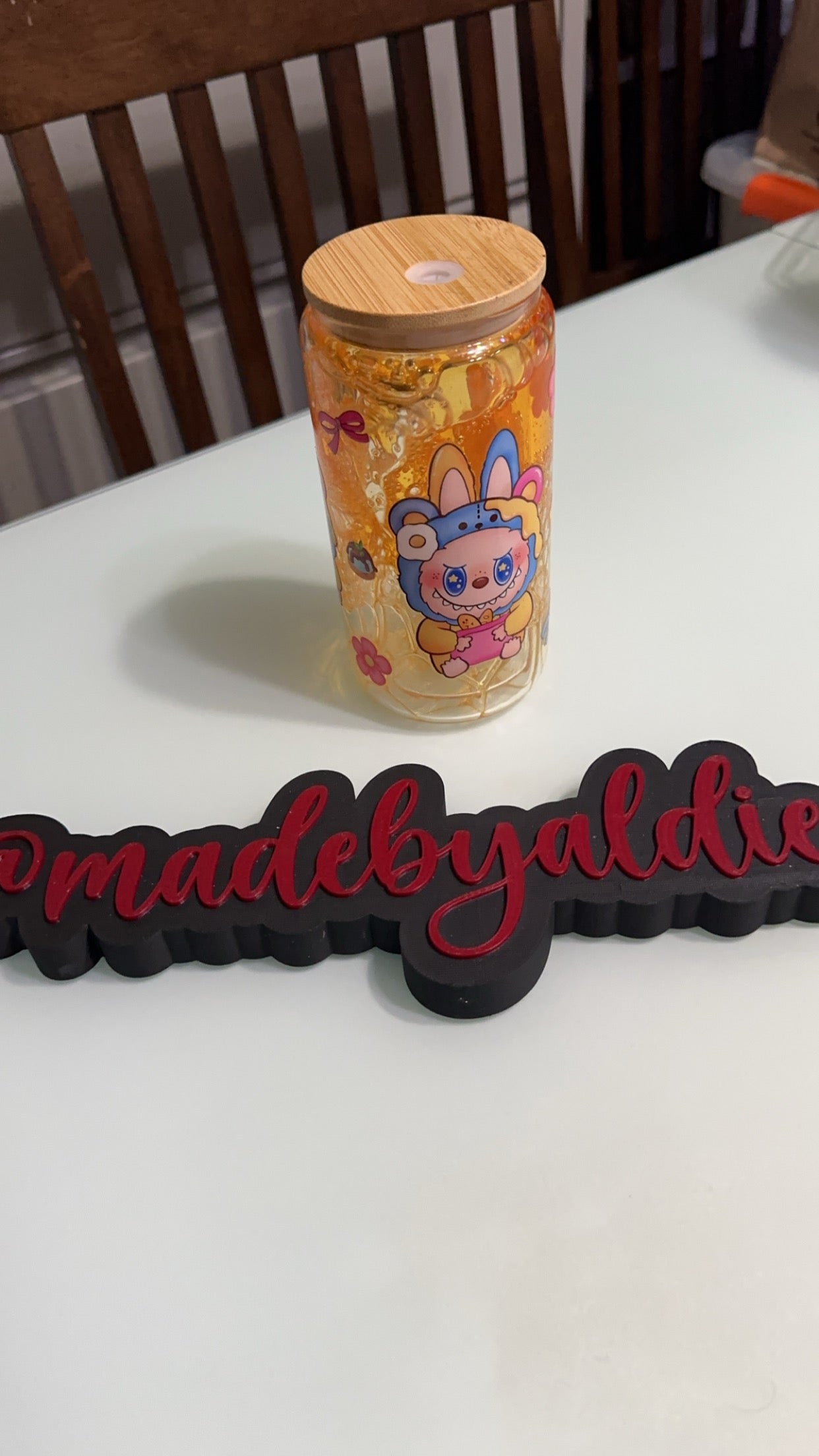 16oz glass honey drip labubu