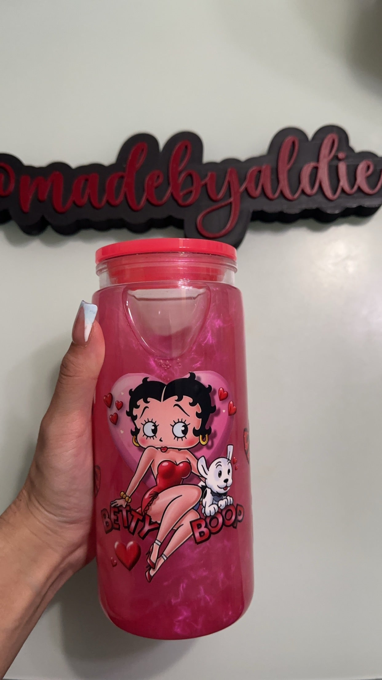 20oz acrylic mica powder betty boop