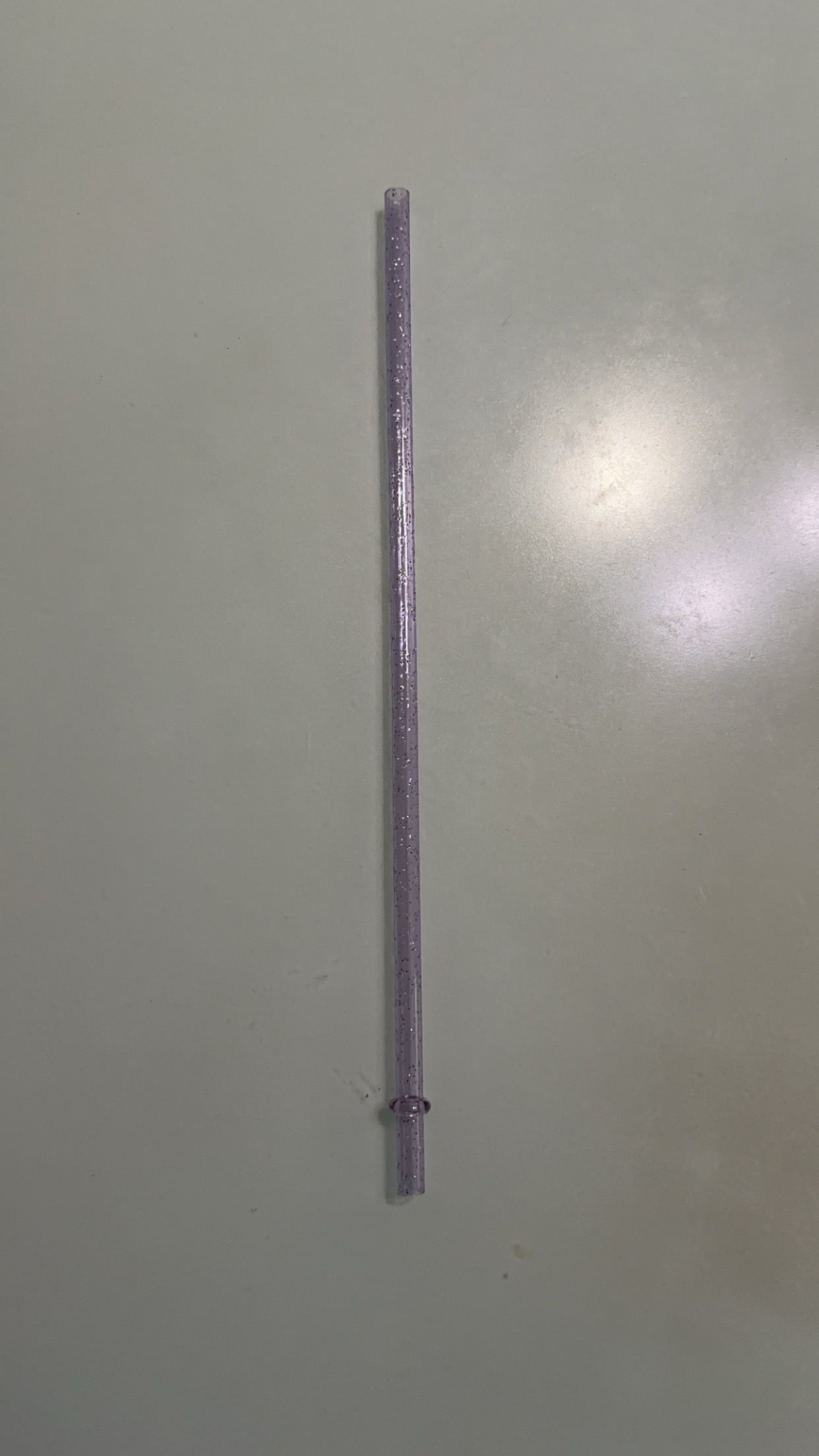11" clear purple glitter plastic straw