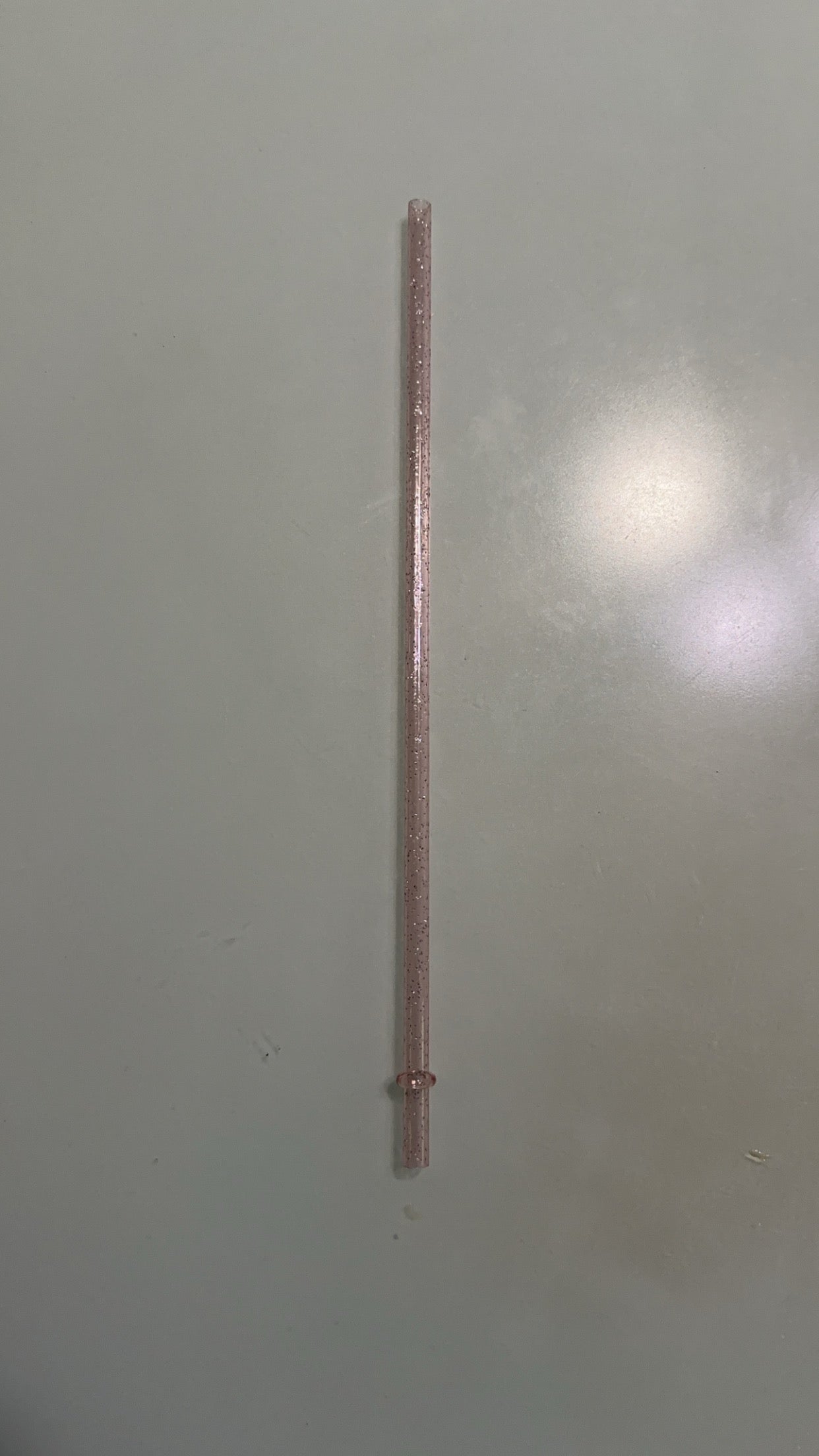 11" clear light pink glitter plastic straw