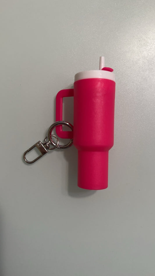 hot pink mini tumbler keychain