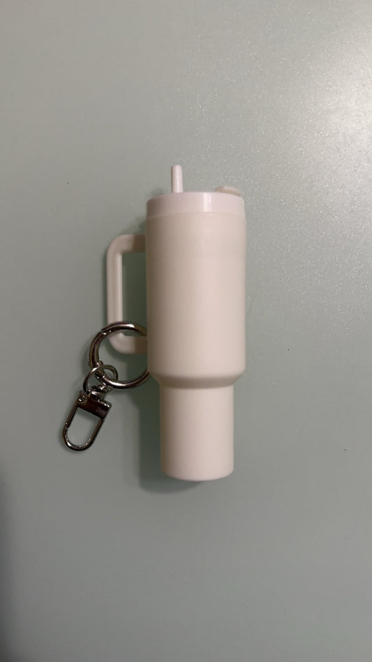white mini tumbler keychain