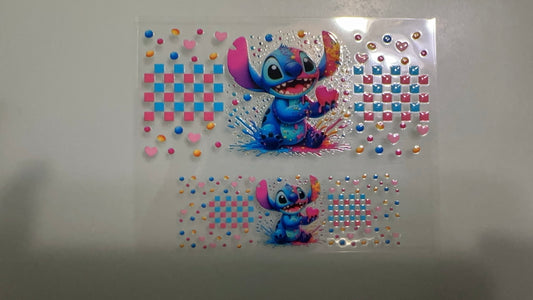 stitch w heart splatter mini keychain wrap