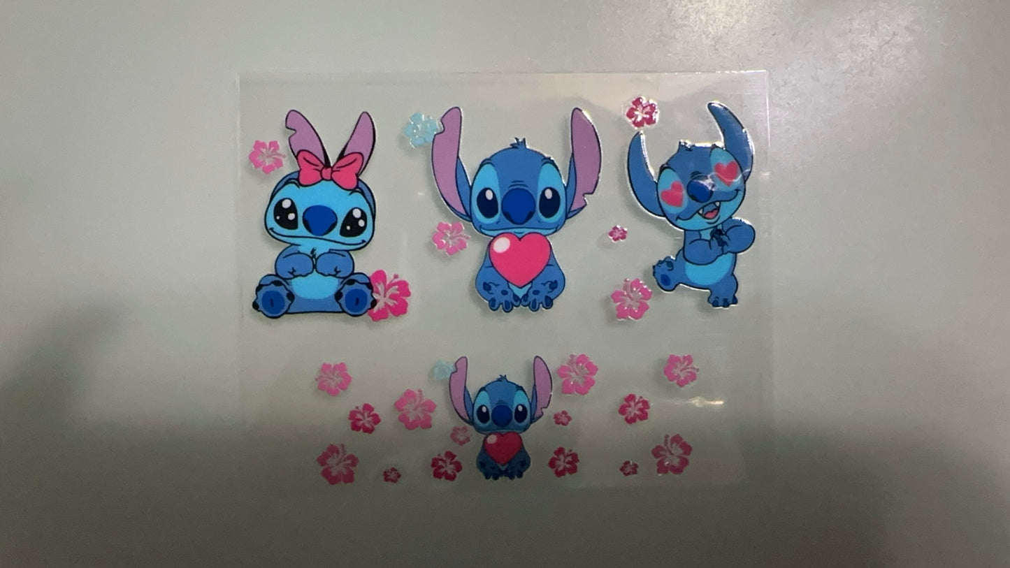 stitch w heart & hibiscus flowers mini keychain wrap