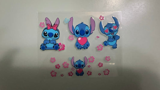 stitch w heart & hibiscus flowers mini keychain wrap