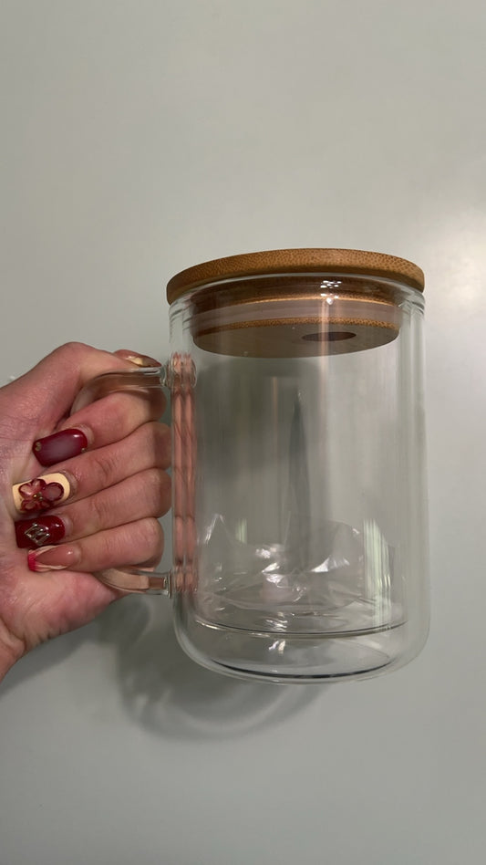 15oz glass snowglobe mug