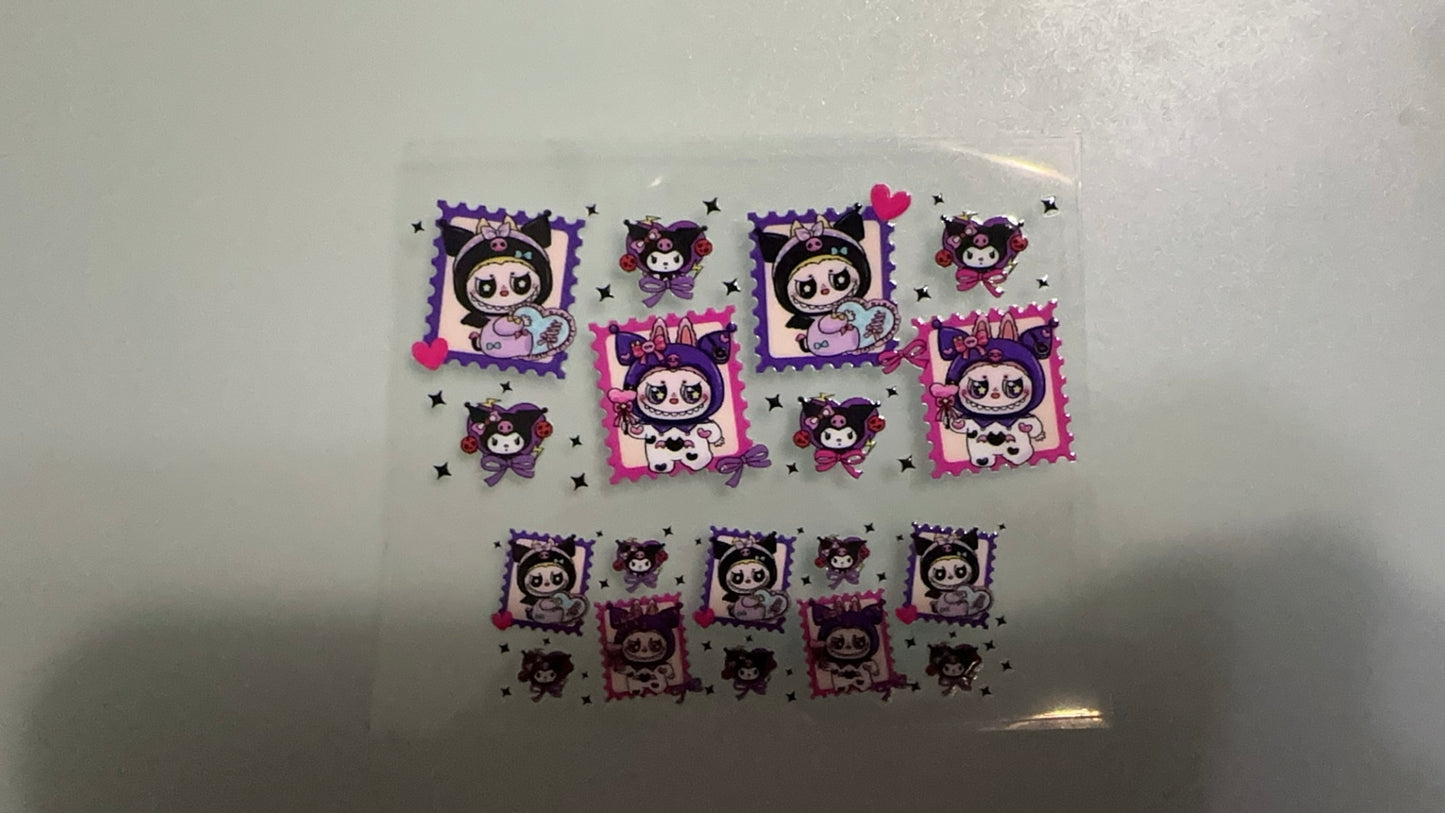 labubu in kuromi costume mini keychain wrap