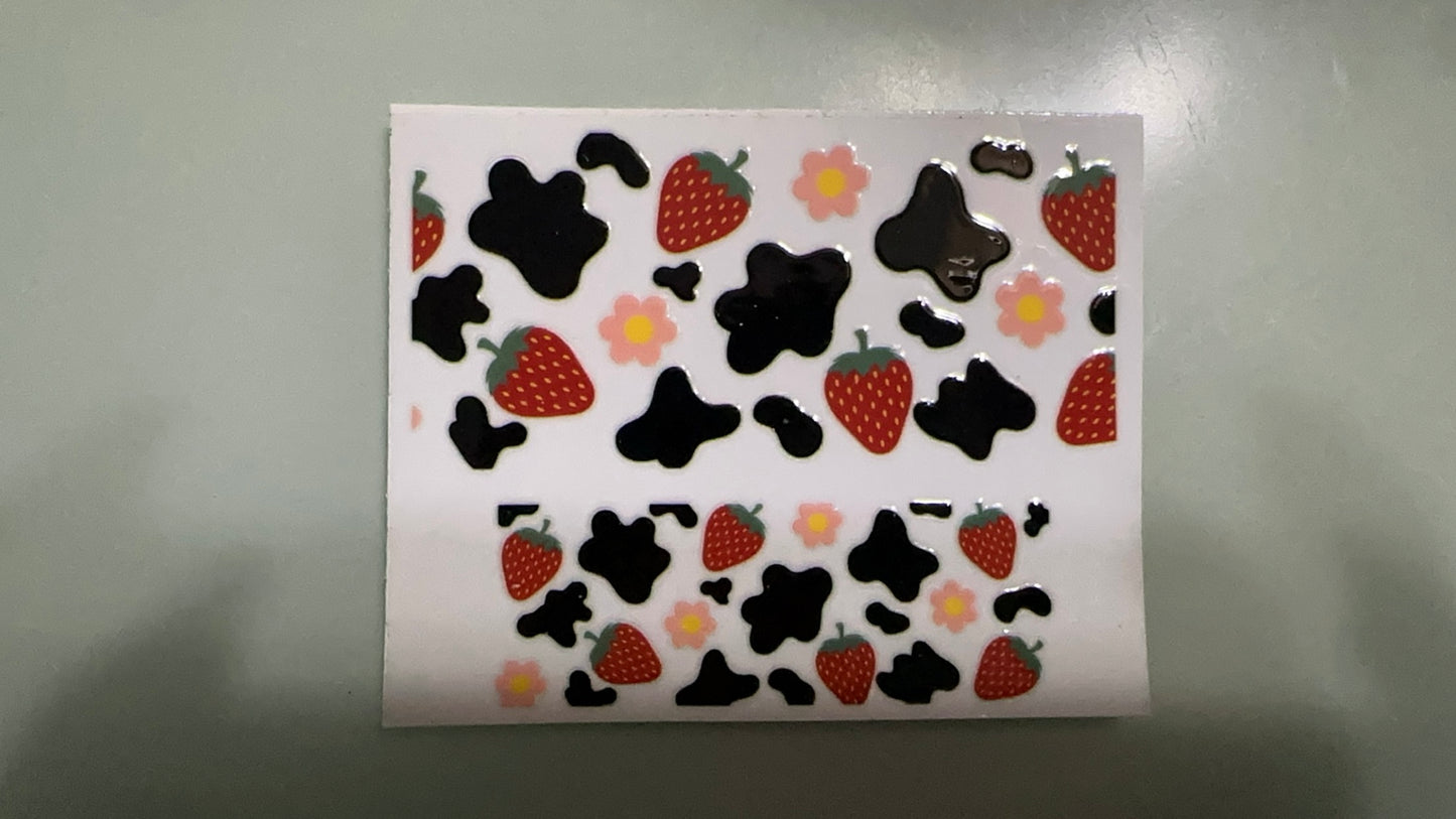 strawberries, cow prints & flowers mini keychain wrap