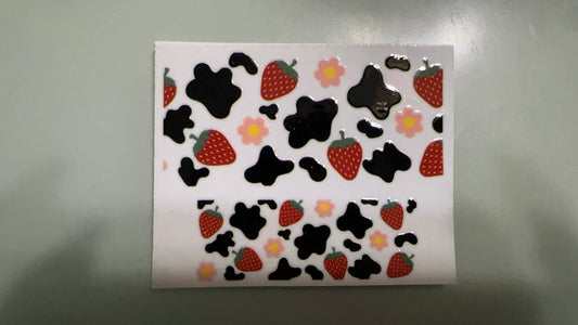 strawberries, cow prints & flowers mini keychain wrap